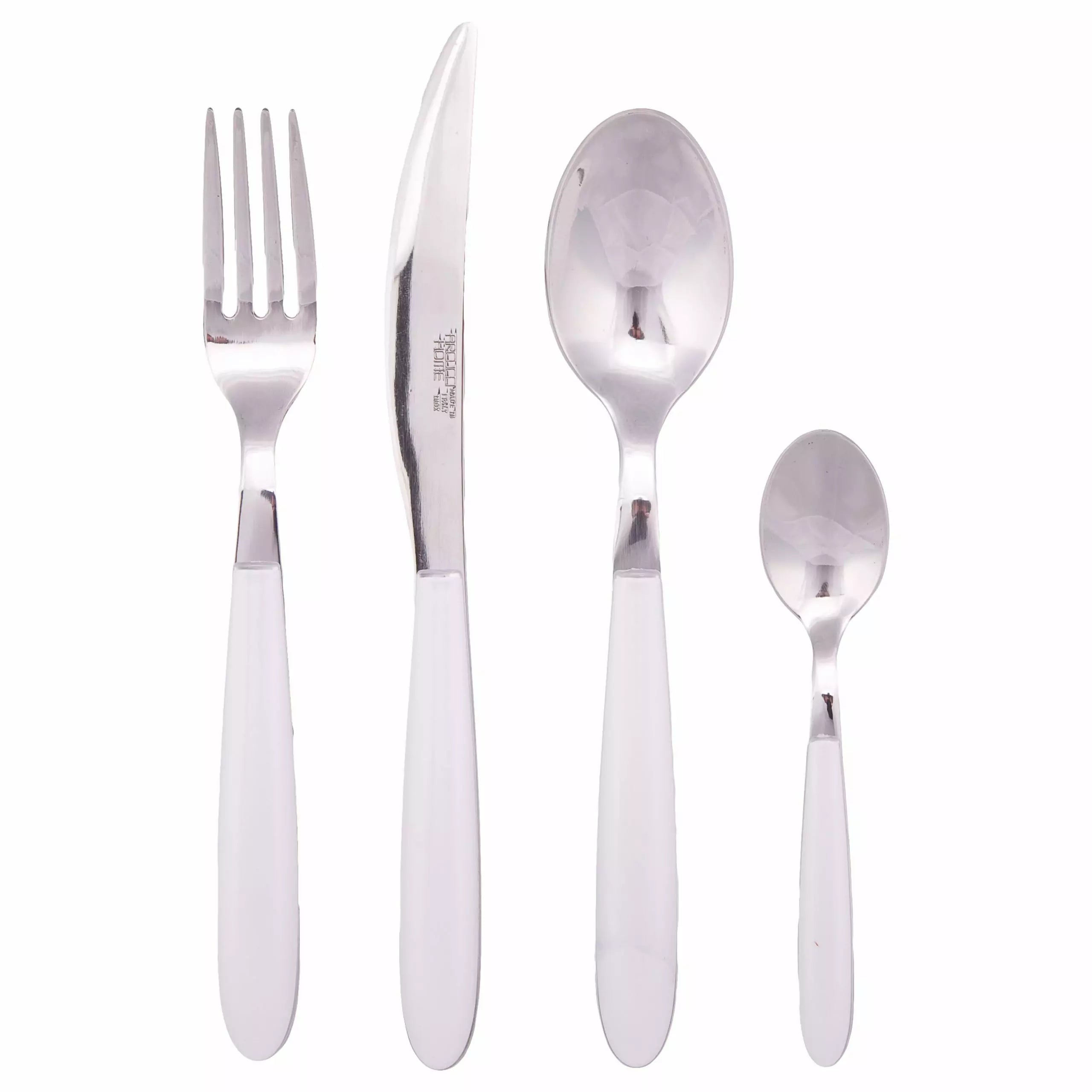 ARCUCCI – JUEGO DE CUBIERTOS CON CUCHILLO TENEDOR CUCHARA CUCHARITA - Blanco